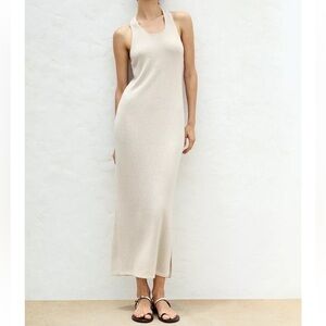 Zara Cream Sleeveless Racerback Knit Maxi Dress Size Medium